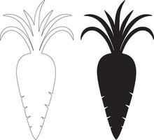 Carrot vegetables with simple design on a white background Cute illustration silhouette. vector