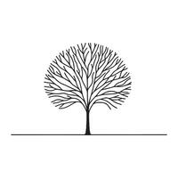 single one line tree silhouette white background vector