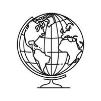 single one line globe silhouette white background vector