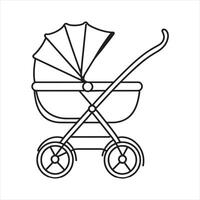 single one line Baby stroller silhouette white background vector