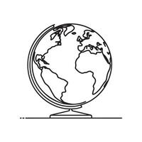 single one line globe silhouette on white background vector