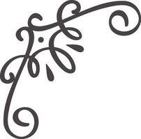 Hand drawn flourish creating an elegant corner piece, ideal for adding a touch of sophistication to invitations, stationery, or web designs vector