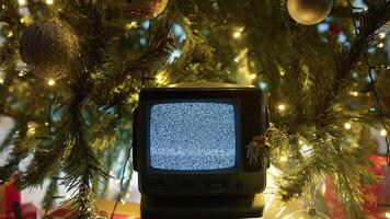 Television With No Signal Static Screen Under The Christmas Tree video