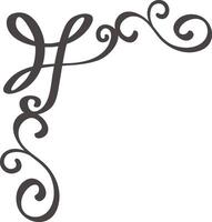 Hand drawn swirls and flourishes create an elegant and decorative corner design, perfect for adding a touch of sophistication to invitations, stationery, or other design projects vector