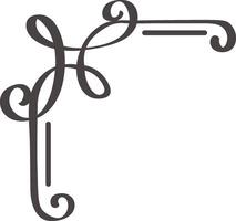 Hand drawn flourish forming an elegant corner accent, adding a touch of sophistication and vintage charm to invitations, stationery, or graphic designs vector