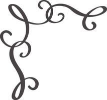 Hand drawn swirling lines create an elegant and decorative corner flourish, adding a touch of sophistication and style to any design project vector