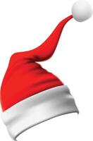 Red and white santa claus hat with white pompom tilting slightly to the right, providing a festive and cheerful image perfect for christmas projects vector