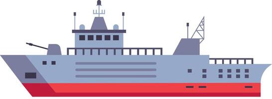 Powerful warship equipped with advanced weaponry and radar systems, sailing on a mission to safeguard maritime borders and maintain security in territorial waters vector