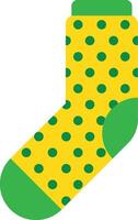 Bright yellow sock adorned with vibrant green polka dots and playful cuffs, capturing the festive spirit of saint patrick's day while celebrating irish culture and tradition vector