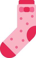 Displaying a pink sock adorned with a dark pink bow and polka dots against a clean white background, creating a stylish and simple fashion accessory vector