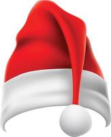 Red and white santa claus hat, slightly tilted, creating a cheerful and festive atmosphere, ideal for enhancing christmas projects and holiday celebrations vector