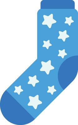 Cozy blue sock with white stars, adding a touch of magic to christmas eve celebrations, perfect for keeping feet warm during winter holidays