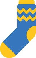 Cozy blue and yellow sock with a striped pattern, evoking feelings of warmth, comfort, and relaxation, perfect for cold weather or lounging at home vector