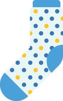Comfortable sock featuring playful blue and yellow dots against a crisp white background, providing warmth and coziness for feet during chilly winter days vector