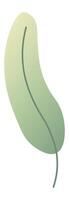Single, elongated green leaf featuring a subtle gradient and a prominent central vein, representing natural growth and the elegance of organic forms in a serene, minimalist style vector