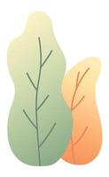 Two stylized leaves, one green and one orange, symbolize the transition between seasons, suggesting growth, change, and the cyclical nature of life vector