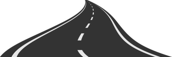 Winding road stretching into the distance against a clean white background, symbolizing themes of journey, travel, and the uncertainty of the future ahead vector