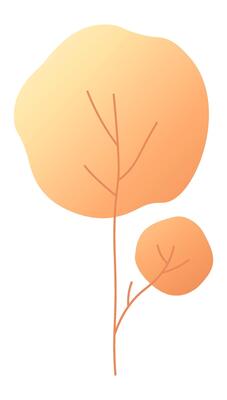 Simple illustration of two orange and yellow trees growing together, representing autumn, nature, and growth, perfect for minimalist designs