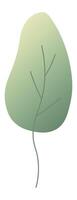 Single green leaf with gradient coloring and delicate stem growing upwards, representing nature, growth, and environmental concepts on a clean white background vector