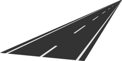 Long straight asphalt road with white dashed lines disappearing into the distance creating a vanishing point, symbolizing journey, travel, and future possibilities vector