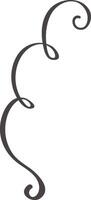 Hand drawn elegant swirls form a decorative vertical border, adding a touch of sophistication and grace to invitations, stationery, or web design projects vector