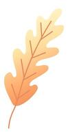 Single stylized oak leaf with gradient orange color scheme symbolizing the transition from summer to fall, evoking feelings of warmth and seasonal change vector