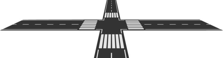 Crossroads featuring pedestrian crossings dividing four roads into the distance, creating a geometric pattern against a white background, symbolizing urban connection vector