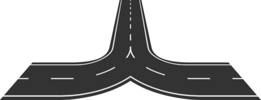 Straight highway splitting in two different curved roads, representing a choice, a dilemma, a new opportunity or a change of plans in business and life vector