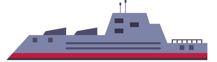 Modern warship sailing on water, featuring stealth technology, advanced weaponry, and a streamlined design, representing naval power and maritime defense vector