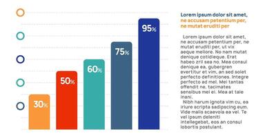 Colorful bar graph illustrating rising percentages, symbolizing positive growth and effective business data analysis. Vibrant design highlights trends in performance and success vector