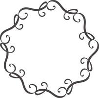 Elegant flourished frame creating an ornate circular border with swirling lines and decorative curls, adding sophistication and vintage charm to invitations and designs vector