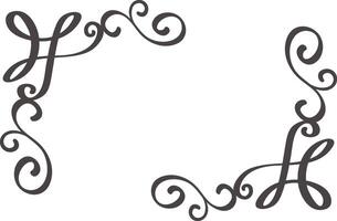 Hand drawn flourishes create an elegant and decorative corner frame, adding a touch of sophistication and artistic flair to any design project vector