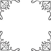 Four matching decorative flourishes create an elegant border around a blank square area, offering a classic and refined frame for text or artwork vector