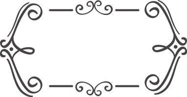 Rectangular frame adorned with elegant flourishes and swirls, providing a sophisticated border for text or images, perfect for invitations, announcements, or decorative elements vector