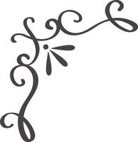 Hand drawn decorative corner flourish featuring elegant swirls, curves, and a stylized floral motif, adding a touch of vintage charm to any design project vector