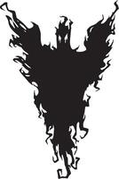 Black silhouette of a terrifying flying demon with large wings spreading fear, creating a spooky and eerie atmosphere perfect for halloween or horror themed projects vector