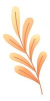 Single branch with orange leaves growing upward, symbolizing nature, growth, and vitality, perfect for representing spring, new beginnings, or organic concepts vector