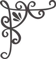 Hand drawn scrollwork creates an elegant and decorative corner element, featuring swirling lines and flourishes in a classic design, suitable for various design projects vector