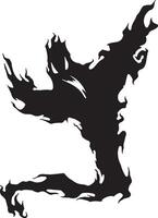 Black ink splattering and creating an abstract shape reminiscent of the map of thailand, offering a unique and artistic representation of the country vector