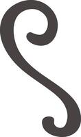 Dark brown double curl forming an elegant s shape on a white background, ideal for design projects needing a touch of sophistication and fluidity vector