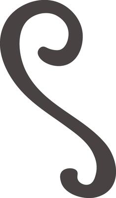 Dark brown double curl forming an elegant s shape on a white background, ideal for design projects needing a touch of sophistication and fluidity
