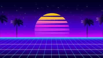 Retro 80s sci-fi futuristic style background animation. retro futuristic synth wave animation in 1980s style. Retro Nostalgic new wave vaporwave cyberpunk animation with vibrant neon colors. video