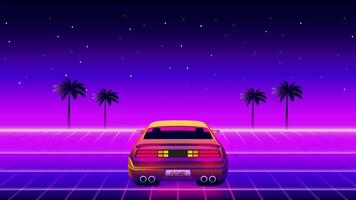 Retro 80s sci-fi futuristic style background animation. retro futuristic synth wave animation in 1980s style. Retro Nostalgic new wave vaporwave cyberpunk animation with vibrant neon colors. video