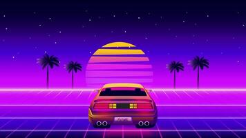 Retro 80s sci-fi futuristic style background animation. retro futuristic synth wave animation in 1980s style. Retro Nostalgic new wave vaporwave cyberpunk animation with vibrant neon colors. video