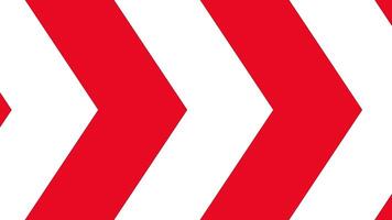 Red and white stripes arrow forward direction movement. Seamless motion abstract pattern background. suitable for road sign, Under construction, engineering and industrial. video