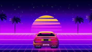 Retro 80s sci-fi futuristic style background animation. retro futuristic synth wave animation in 1980s style. Retro Nostalgic new wave vaporwave cyberpunk animation with vibrant neon colors. video