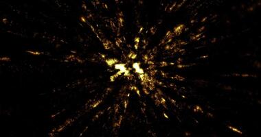 Flying burning fragments of a comet. Flying sparkling particles. Abstract animation. video
