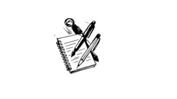 Animation forms a sketch of a stationery tool icon video