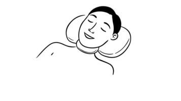 Animation forms a sketch of a sleeping icon with a neck pillow video
