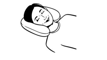 Animation forms a sketch of a sleeping icon with a neck pillow video